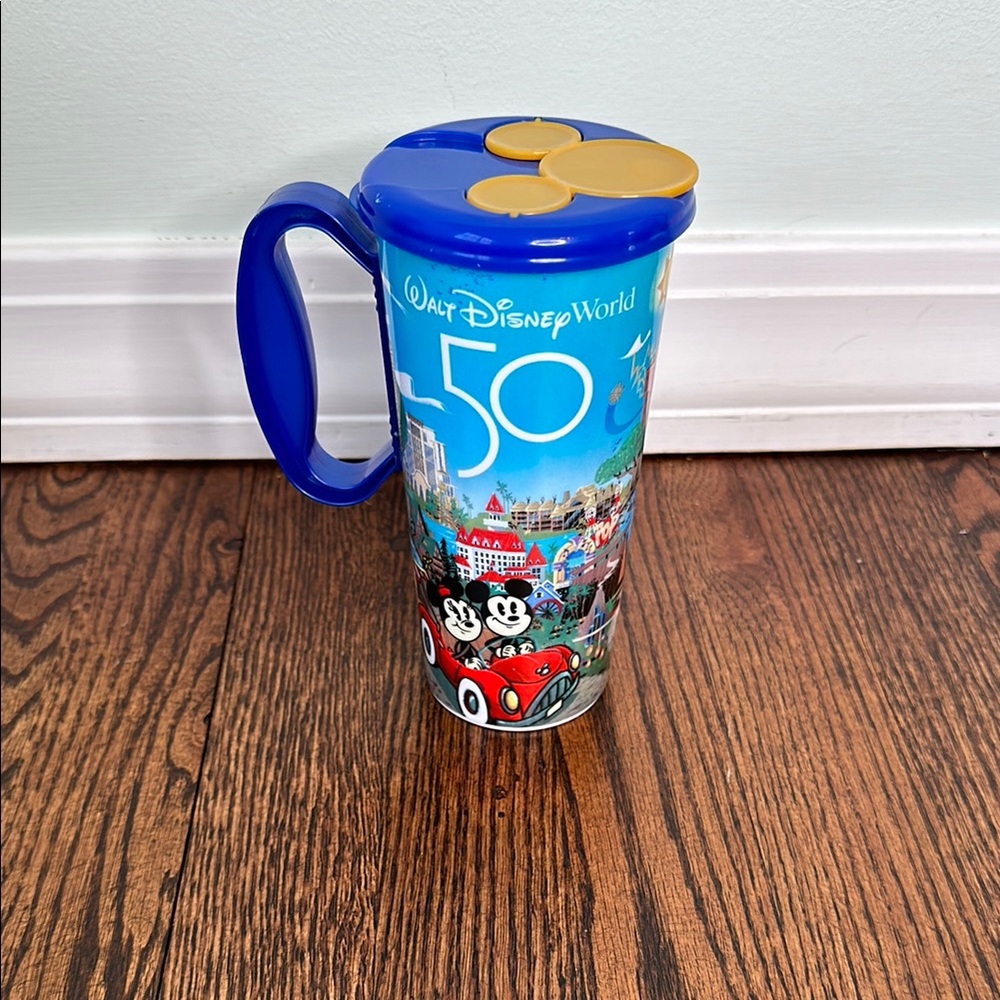Walt Disney World 50th Anniversary refillable resort cup with Mickey Mouse cover
